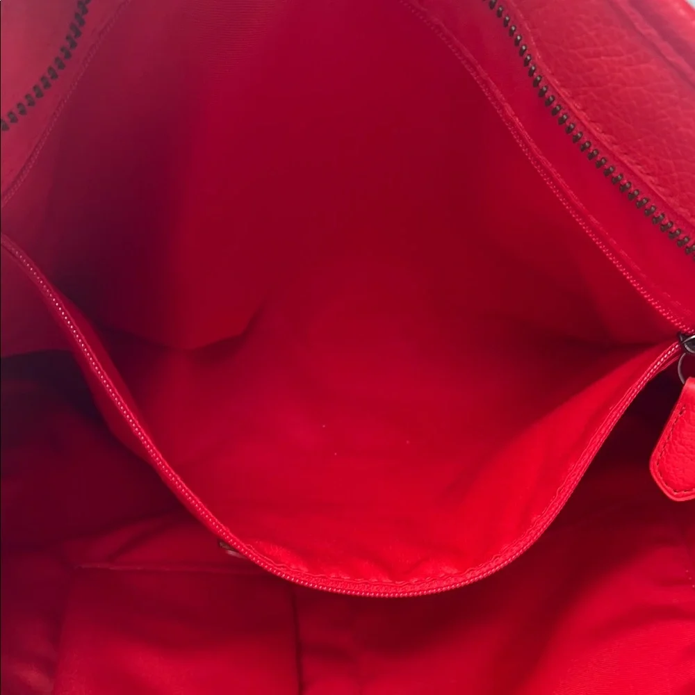 TOTE ONLY Coach Vibrant Red Orange Large Leather Tote